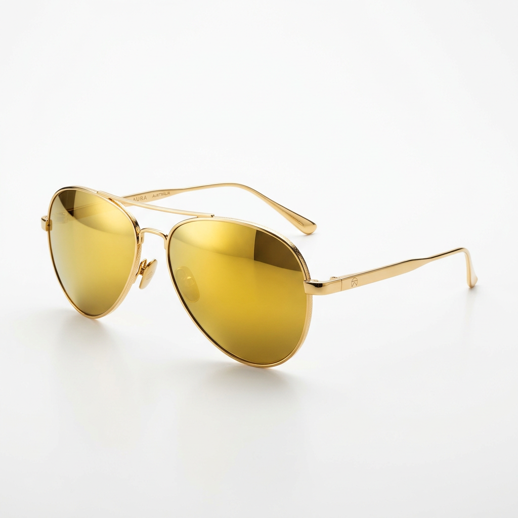Aviator dourado com lente espelho dourada flash